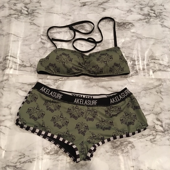 Akela Surf Other - Akela Surf Skull Bandeau Boy short Bikini Swim Set